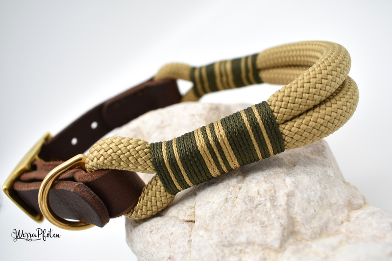 Halsband aus Tau mit Fettleder-Adapter