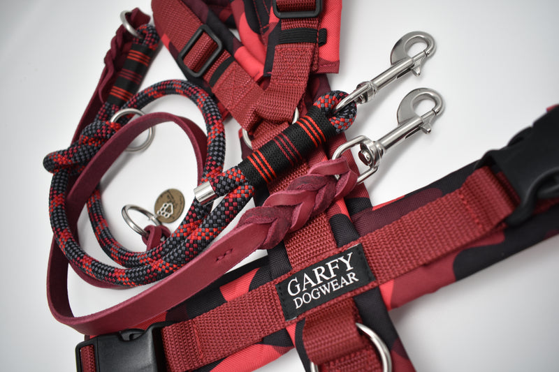 verstellbare Leine aus Fettleder & Kletterseil