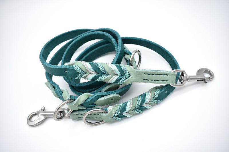 zweifarbige Leine aus Fettleder mit Paracord