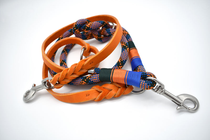 verstellbare Leine aus Fettleder & Kletterseil