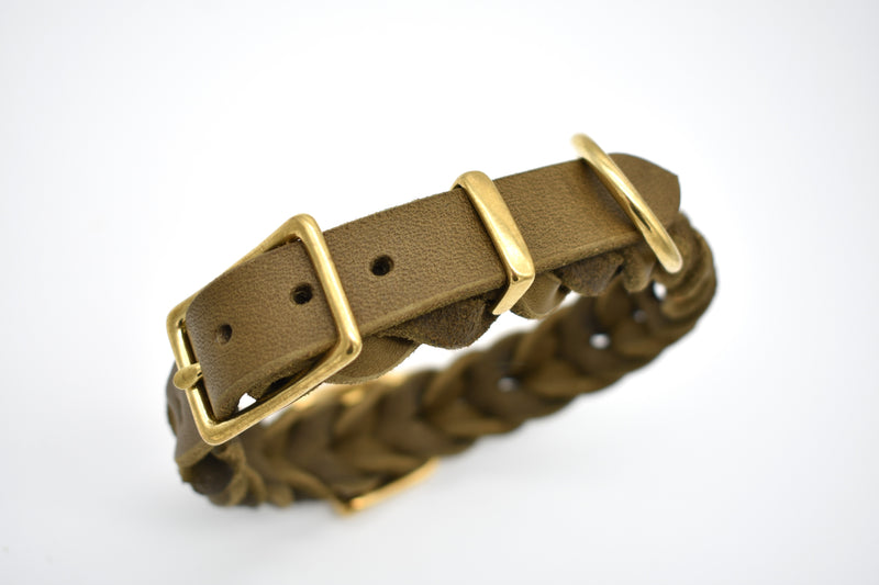 einfarbiges Halsband aus Fettleder