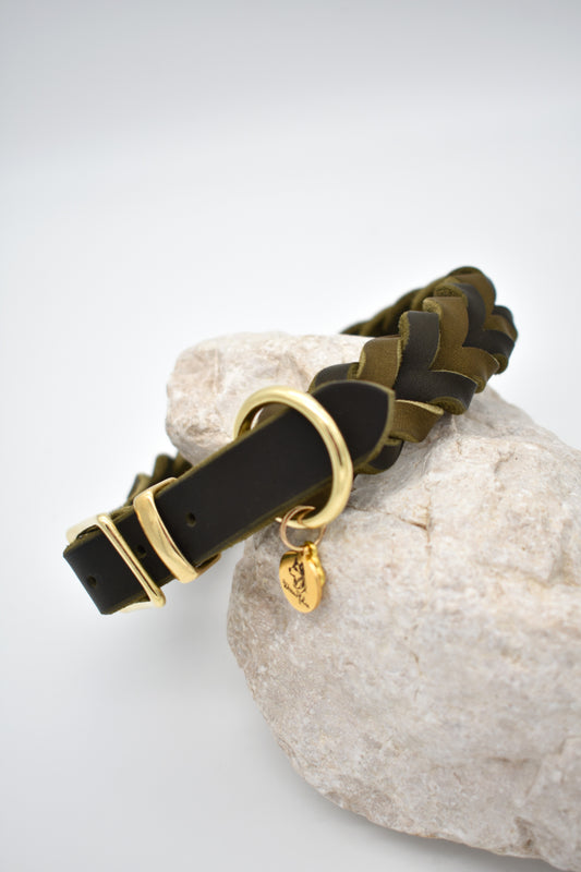 zweifarbiges Fettlederhalsband